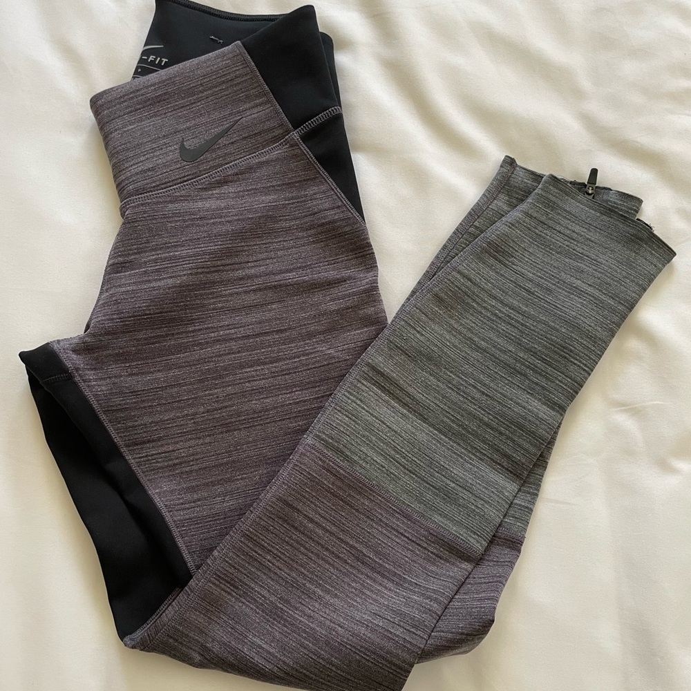 Nike Dri-Fit Two-tone Leggings with Zipper Bottom